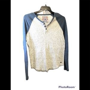 True Grit Slub Knit Raglan Henley EUC